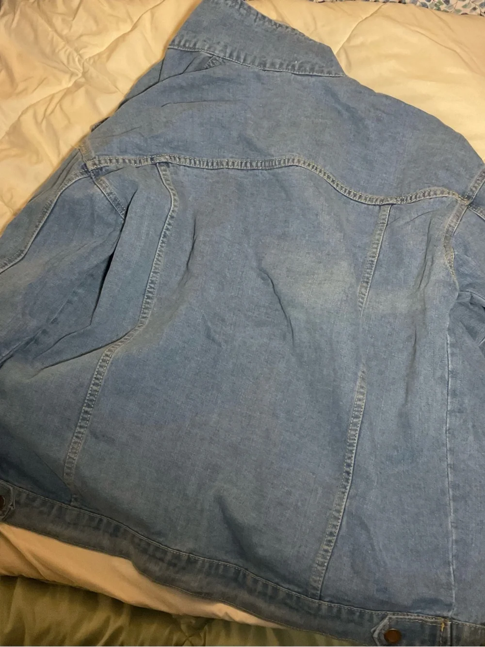 Light Blue Denim Jacket with Detachable Gray Hood - Picture 6 of 9